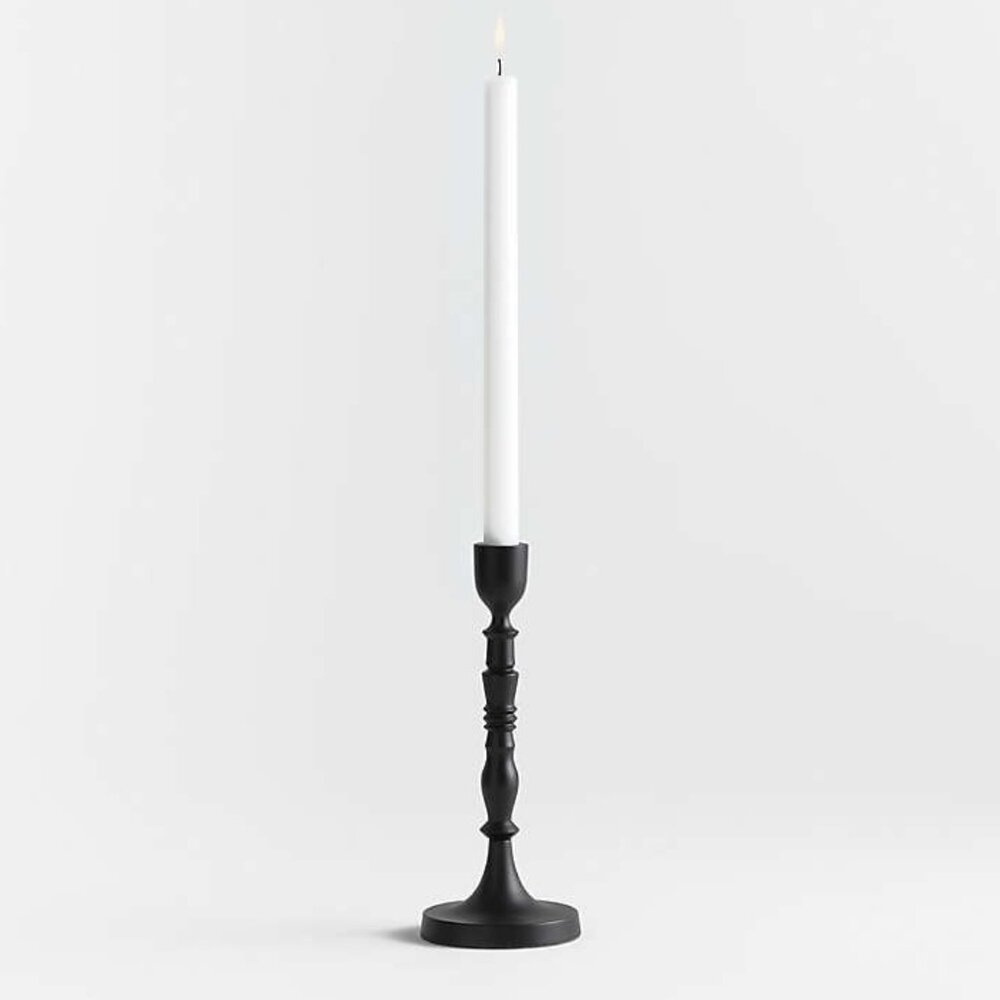 Crate&Barrel Astryd Black Metal Taper Candle Holder 9"